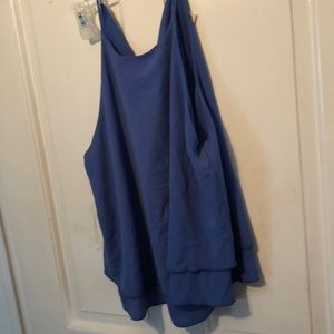 Blue high neck tank top